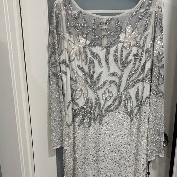Adrianna Papell Silver and White Sequin Dress - Picture 1 of 2